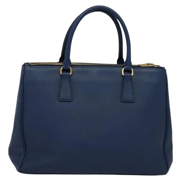 PRADA Hand Bag Safiano leather 2way Blue Gold Auth 125760 - Picture 3 of 14